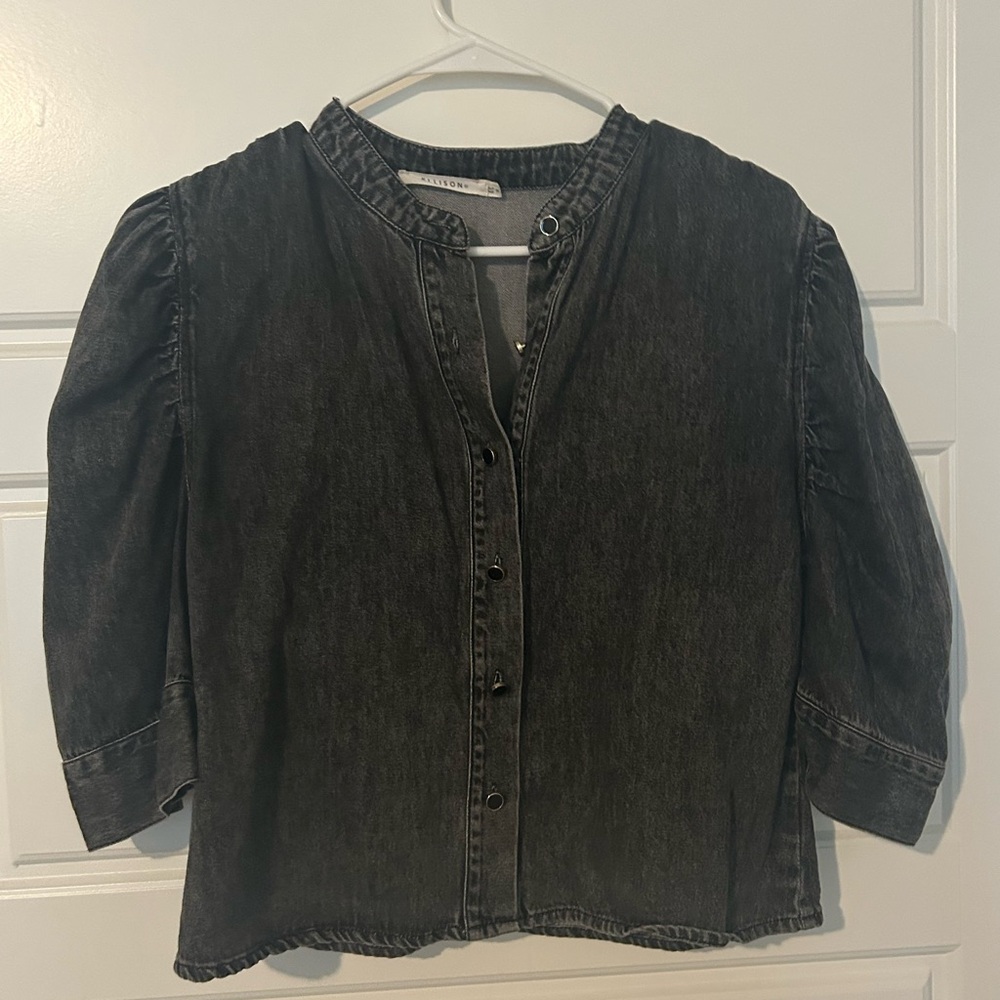 Ellison Charcoal Denim Button Up Blouse Size M